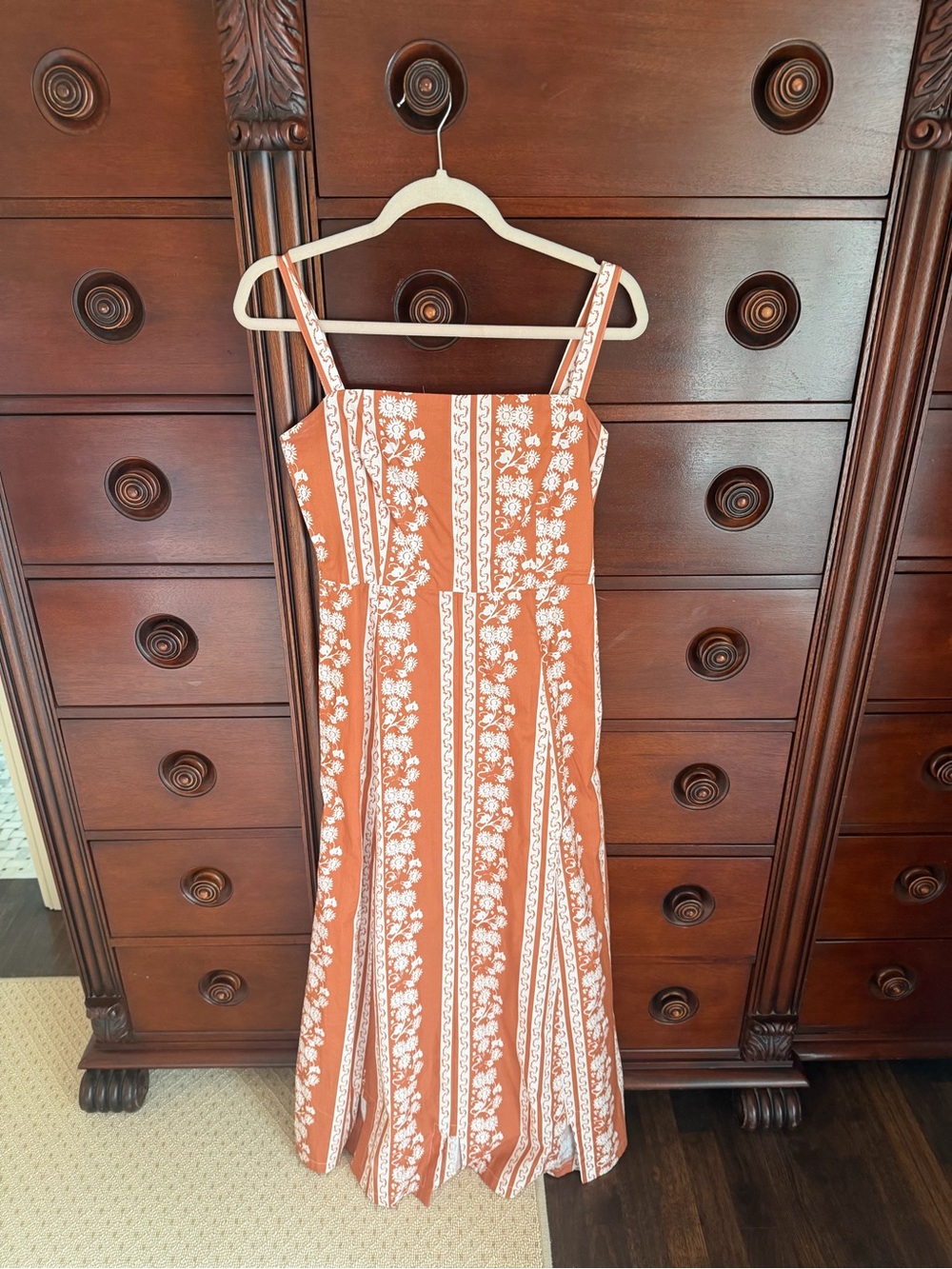 Parterre Floral Striped Maxi Dress with Spaghetti Straps